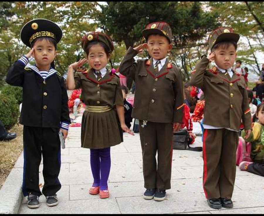 toddlers salute for North Korea