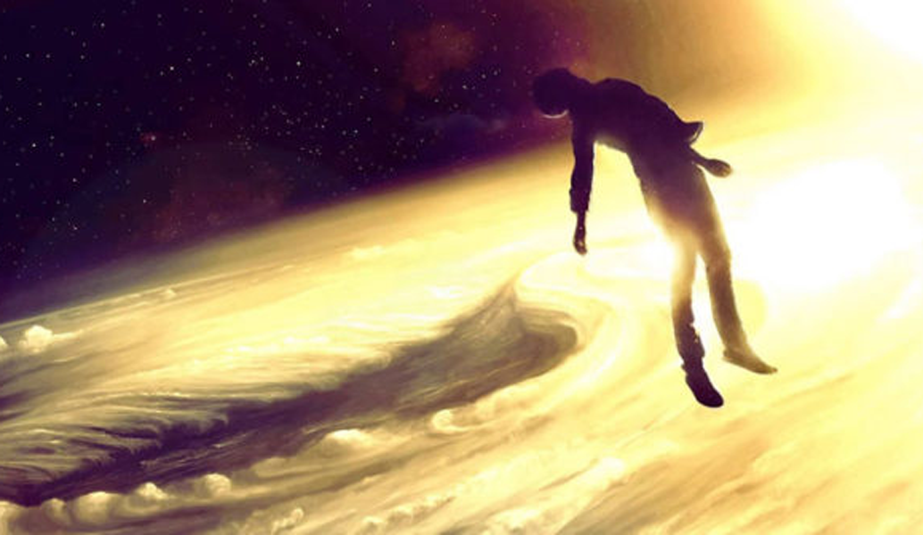 image of man floating in space