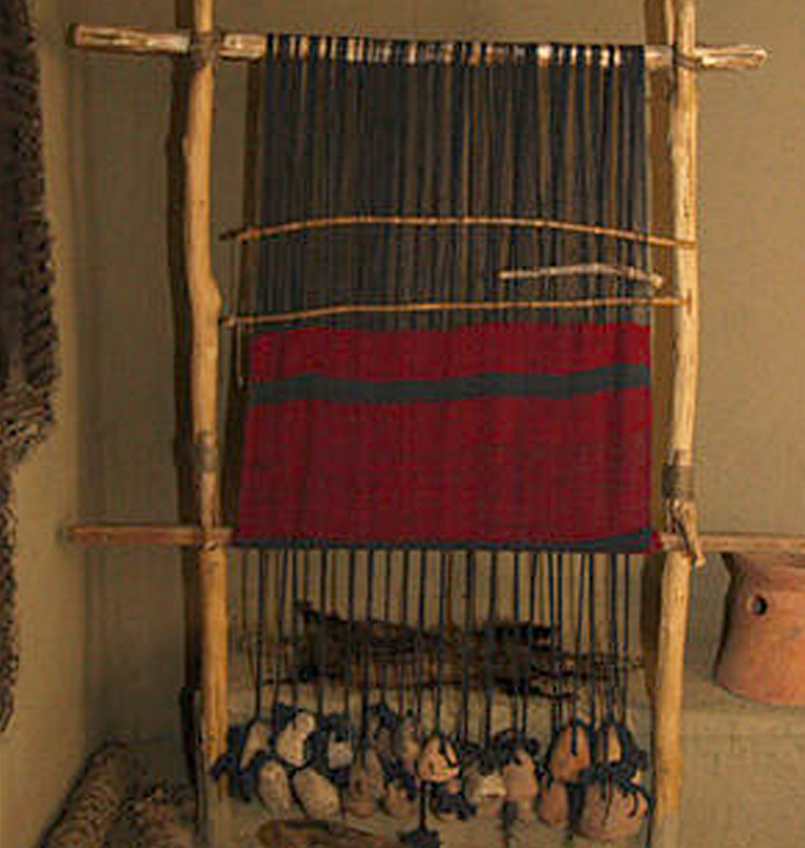 reconstructed vertical textile loom
