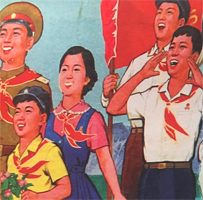 mural of happy students, Mangyongdae Schoolchildren's Palace in Pyongyang.